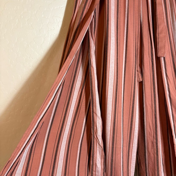 Angie Tie Waist Rust Colored Striped Wide Leg Palazzo Boho Trouser Pants Size L - Picture 9 of 13